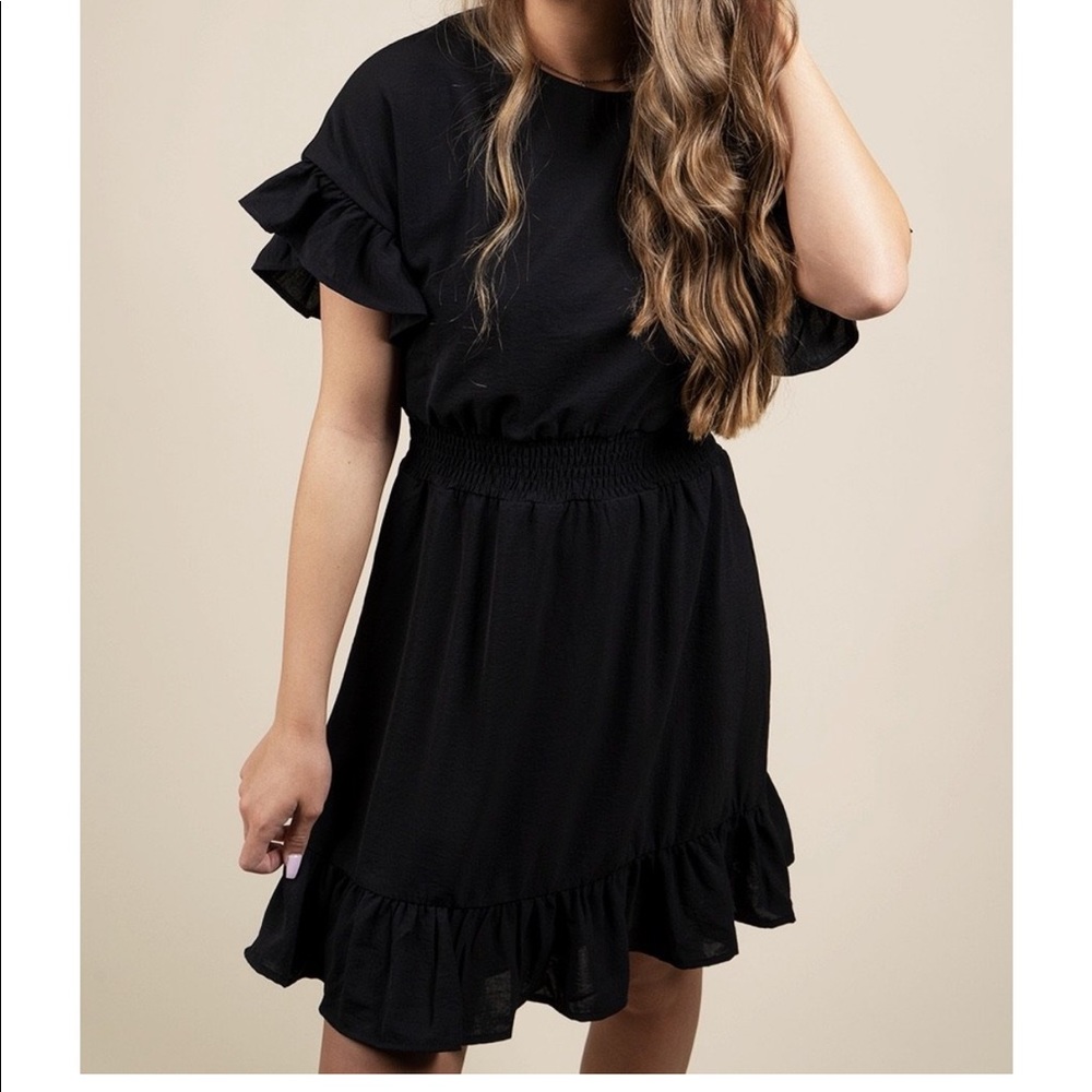 The Blushing Brunette Black Ruffle Dress